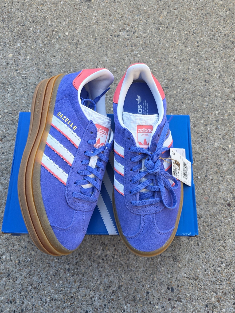 adidas Kids Gazelle Sneakers in Purple with Pink Accents Youth Girls 5